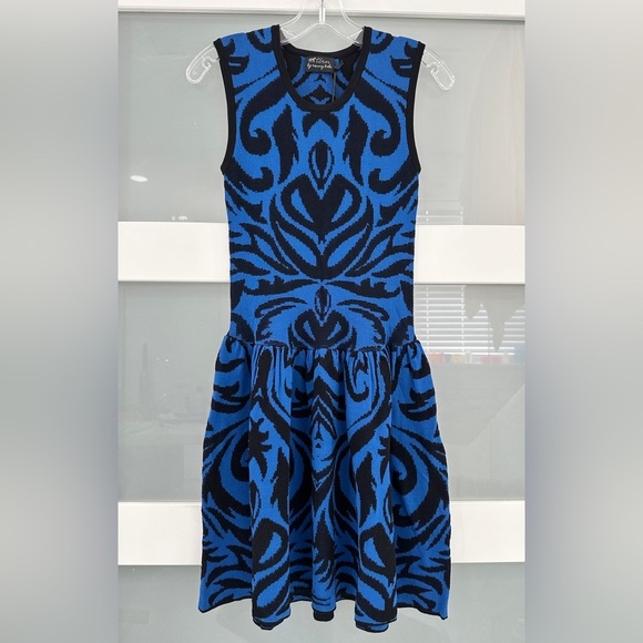 TORN BY RONNY KOBO BLUE BLACK STRETCHY MATERIAL DRESS SIZE SMALL - Picture 2 of 16
